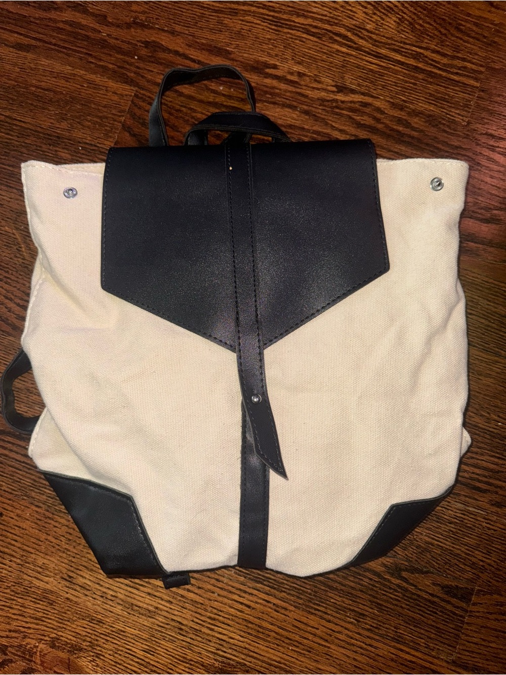 Deux Lux Canvas and Black Faux Leather Backpack